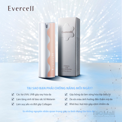 Kem chống nắng cao cấp hơn 8giờ SPF50+/PA++++ Tế bào gốc EVERCELL Luxe Sun Protector 30ml 