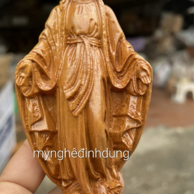 Tượng điêu khắc đức mẹ bạn ơn bằng gỗ bách xanh thơm nức kt cao 20x8x6cm 