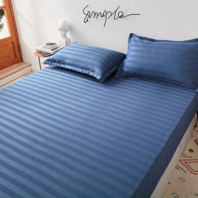 Bộ Ga Gối Cotton Kẻ 3F Lidaco Chuyên Dụng Cho Homestay, Khách Sạn - Xanh Biển