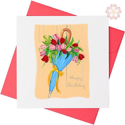 Thiệp mừng sinh nhật - bó hoa mừng sinh nhật - size 15x15cm