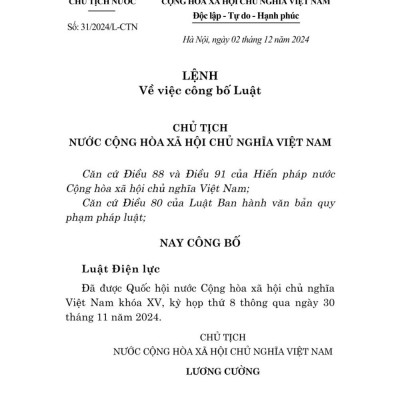 Luật điện lực năm 2024 - bản in 2025