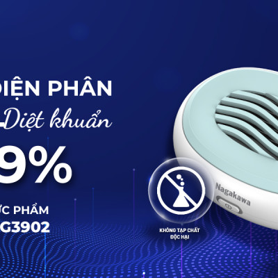 Máy khử khuẩn thực phẩm cầm tay Nagakawa NAG3902 - Công nghệ Hydroxyl - Hàng Chính Hãng