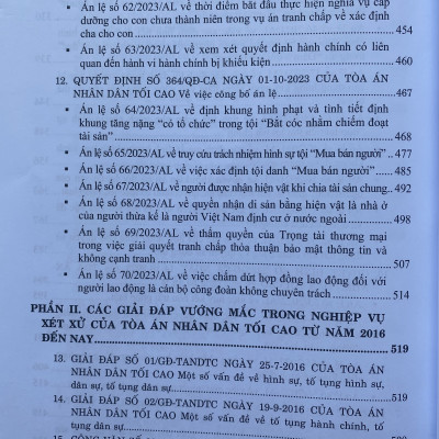Hệ Thống 70 Án Lệ Và Các Giải Đáp Vướng Mắc Trong Nghiệp Vụ Xét Xử Của Tòa Án Nhân Dân Tối Cao Từ Năm 2016 Đến Nay