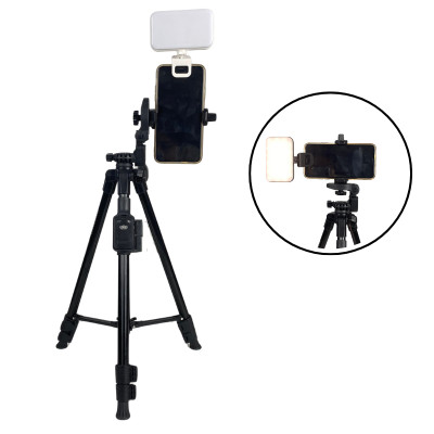Combo Tripod Yunteng VCT 5208RM + Đèn kẹp F6 - Combo du lịch nhỏ gọn, tiện lợi - Hàng chính hãng