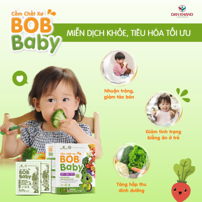 Cốm bổ sung chất xơ cho bé BobBaby Dân Khang hỗ trợ tiêu hóa giảm táo bón hộp 20 gói