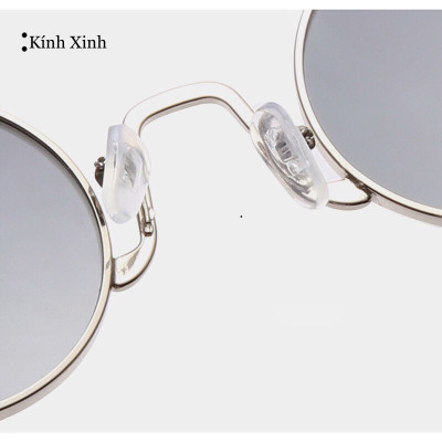 Kính râm thời trang Mắt tròn siêu nhỏ mini - Gọng kim loại bạc cao cấp