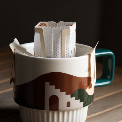 Ly sứ cà phê có quai cầm 320ml phong cảnh xa mạc