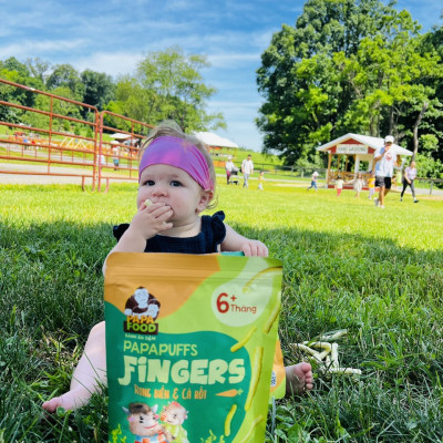 Bánh ăn dặm PAPAPUFFS FINGERS - Vị RONG BIỂN&CÀ RỐT - 100% Ngũ Cốc Hữu Cơ - Gói 50g