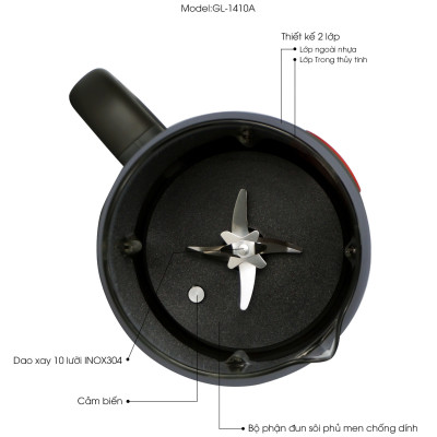 Máy làm sữa hạt đa năng Gali GL-1410A 1 lít 800w. Hàng nhập khẩu chính hãng, bảo hành 24 tháng