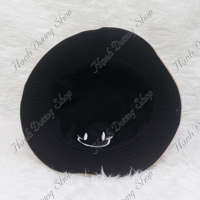 Mũ bucket tai bèo 2 mặt thêu mặt cười mang đến phong cách vui vẻ mới - Hạnh Dương