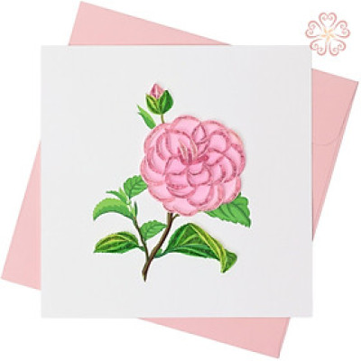 Thiệp Giấy Xoắn Hoa Hồng - size 15x15cm.