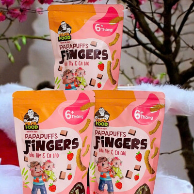 Bánh ăn dặm PAPAFOOD PAPAPUFFS Vị Dâu Tây & Ca Cao - 100% Ngũ Cố Hữu Cơ - Gói 30G