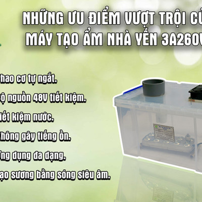 Máy Tạo Ẩm Nhà Yến 3A260W (Vỉ 10 Mắt) - Phun Sương Tạo Ẩm Siêu Âm - Hàng Chính Hãng