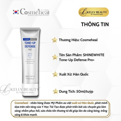 Cosmeheal ToneUp Defense Pro+ SPF 50, PA+++ - Kem Chống Nắng Nâng Tone, Dưỡng Trắng, Bảo Vệ Da | Kelly Beauty