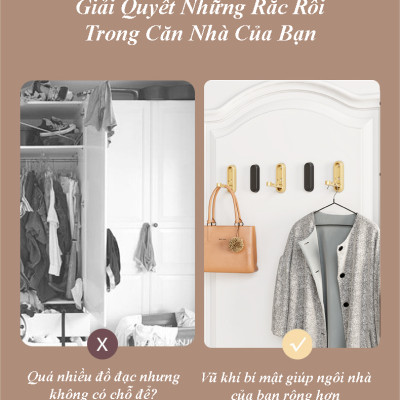 Móc Treo Đồ Gắn Tường Gấp Gọn Gập 90 Độ KUNBE Hiện Đại Tiết Kiệm Không Gian