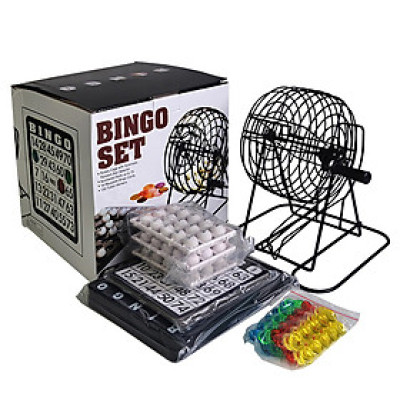  Bộ Đồ Chơi Lô Tô Bingo 75 Số Lồng Sắt Xịn - Lồng Quay Loto Xổ Số