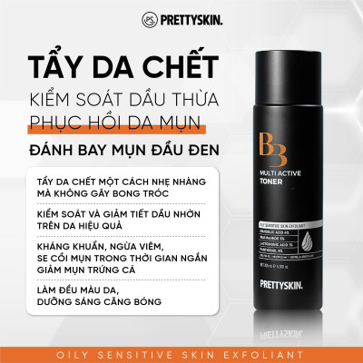 Toner Đa Chức Năng B3 Multi Active Tẩy Da Chết, Kiểm Soát Dầu Thừa, Phục Hồi Da Mụn 205ml