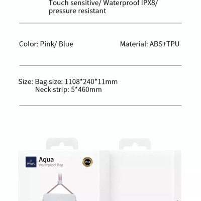 Túi Chống Nước Wiwu Aqua Waterproof Bag Dành Cho Điện Thoại Di Động Trong Suốt Cao, Cảm Ứng Nhạy, Chống Nước - Hàng Chính Hãng