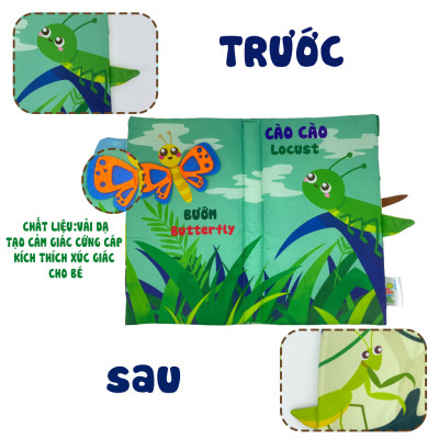 Sách Vải Tương Tác Cho Bé Đoán Đuôi Con Vật - Thế Giới Côn Trùng