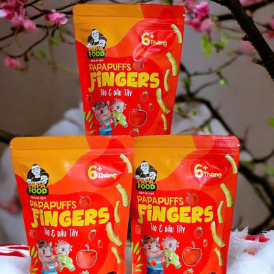 Bánh ăn dặm PAPAFOOD PAPAPUFFS Vị Táo & Dâu Tây - 100% Ngũ Cố Hữu Cơ - Gói 30G