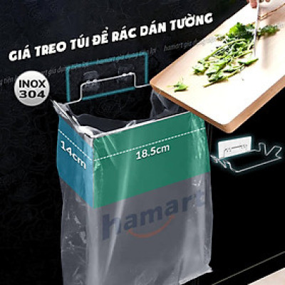 Giá Đỡ Túi Đựng Rác Treo Tường Nhà Bếp INOX Kèm Miếng Keo Siêu Dính Móc Treo Đồ Nhà Tắm Đa Năng