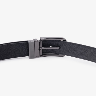 Thắt Lưng Nam Khóa Cài Xoay Hai Mặt GENCE LG41 Da Bò Cao Cấp Phối Phụ Kiện Đen