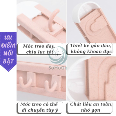 Giá treo dụng cụ nhà bếp đa năng -Kệ treo tường có móc và khe cắm dao kéo -Thanh treo nhà bếp thông minh 6 móc