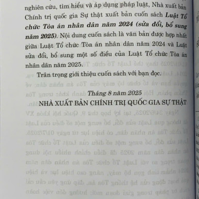 Luật tổ chức tòa án nhân dân năm 2024 (sửa đổi, bổ sung năm 2025)