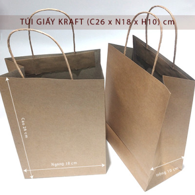 Túi giấy kraft nâu dày giá rẻ cho shop cửa hàng văn phòng phẩm (bán sỉ 10 túi/ 1 xấp).