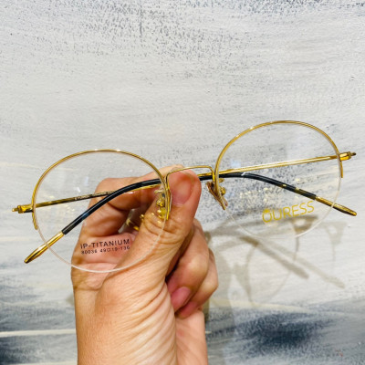 Gọng kính cận titan 80036 nửa khung thời trang mắt kính OURESS nam nữ siêu nhẹ siêu bền