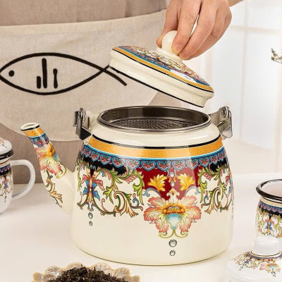 Ấm Đun Nước Bếp Từ Thép Tráng Men Lớn 3.3L Retro Kiểu Hoàng Gia – Tiện Lợi & Sang Trọng - HÀNG CHÍNH HÃNG MINIIN