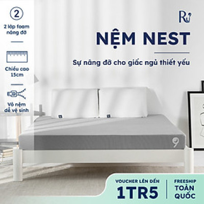Nệm Foam Cao Cấp Nest Ru9 15cm - Màu Xám | 2 Lớp Foam Nâng Đỡ | Bao Gồm 6 Kích Thước