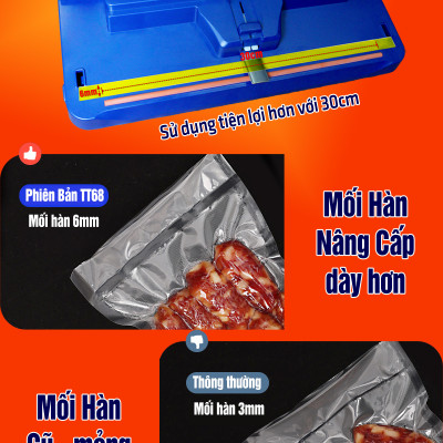 Máy Hút Chân Không Thực Phẩm TT68 Không Kén Túi, Ép Chân Không Khô và Ướt, Hàng Chính Hãng