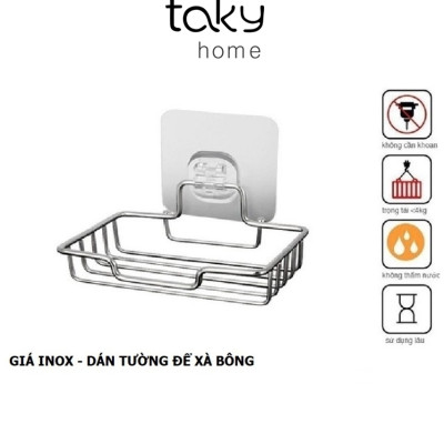 Kệ Inox 304 Đựng Xà Bông Phòng Tắm Dán Tường, Khô Ráo, Tiện Dụng, Dễ Dàng Tháo Lắp, Không Khoan Đục, Dễ Dàng, Tiện Lợi. TakyHome 4039