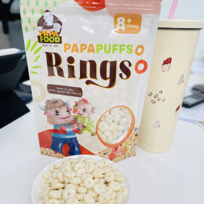Bánh ăn dặm PAPAFOOD PAPAPUFFS RINGS - 100% Nguyên Liệu Hữu Cơ - Gói 50G