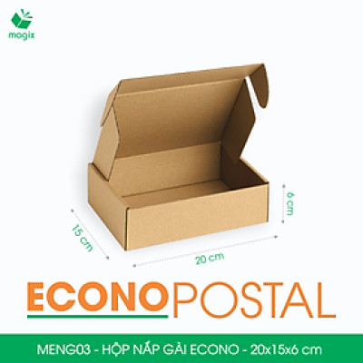 MENG03 - 20x15x6 cm - 20 Hộp carton nắp gài đóng hàng giá rẻ, hộp gói hàng, hộp quà thời trang