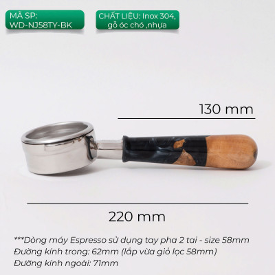 Tay cầm espresso không đáy kết hợp của gỗ và nhựa cây tư nhiên FEEPIE