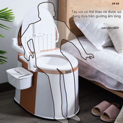 Bồn cầu di động có tay vịn cho người già bà bầu, toilet di động thông minh có đệm, Bô vệ sinh cho người già tại giường HÀNG CHÍNH HÃNG (màu ngẫu nhiên)