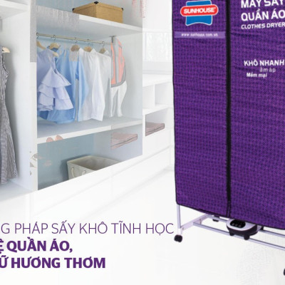 Máy sấy quần áo Sunhouse SHD2707 có điều khiển từ xa, đèn UV diệt khuẩn, sấy 15kg quần áo - Hàng chính hãng