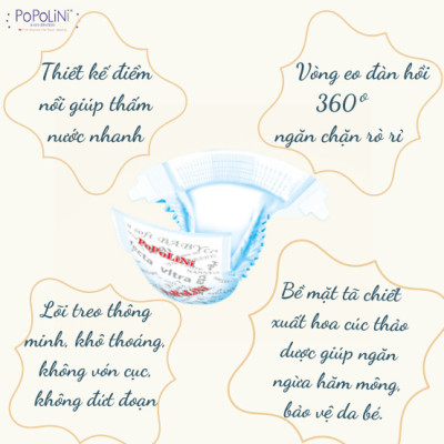 Tã dán Popolini size S 72 miếng 3-6kg