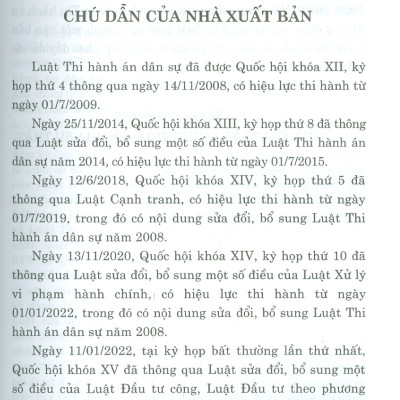 Luật Thi Hành Án Dân Sự (Hiện Hành) (Sửa Đổi, Bổ Sung Năm 2014, 2018, 2020, 2022)