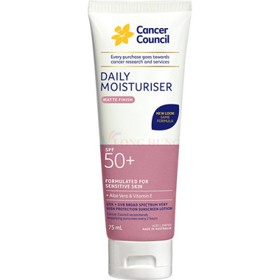 Kem chống nắng dưỡng ẩm Cancer Council Daily Moisturiser Matte SPF50+ (75ml/150ml) - Hàng chính hãng