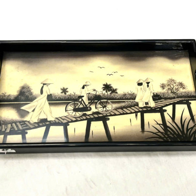 Khay sơn mài cao cấp KC11 size 27x15x2.5 cm đẹp mắt, sang trọng, quà tặng ý nghĩa