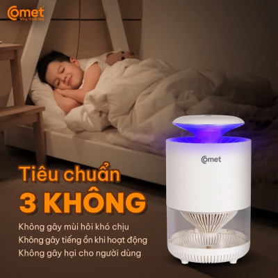 Đèn Diệt Côn Trùng COMET CM078 3W cắm điện trực tiếp, 8 bóng đèn LED, sử dụng tia ánh sáng tím và quạt hút diệt muỗi và lọc không khí