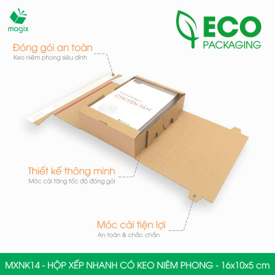 MXNK14 - 16x10x5 cm - 100 hộp carton đóng hàng xếp nhanh có keo niêm phong - Hộp gói hàng, hộp quà