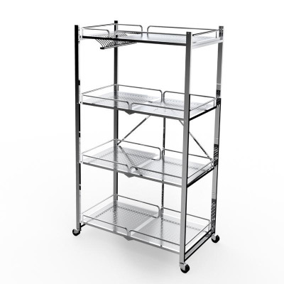 [Chính hãng Qui Phúc] Kệ xếp inox đa năng cao cấp Compact 4 tầng, có bánh xe di chuyển tiện lợi