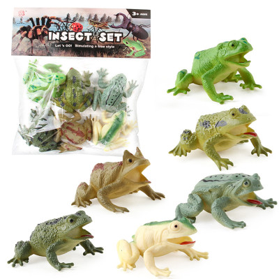 Bộ 6 đồ chơi Ếch nhái giả Frog Toy size lớn nhiều màu y như thật cho bé chơi Halloween