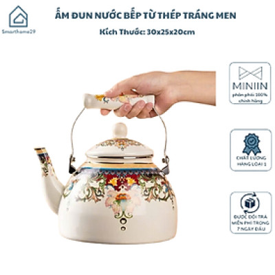 Ấm Đun Nước Bếp Từ Thép Tráng Men Lớn 3.3L Retro Kiểu Hoàng Gia – Tiện Lợi & Sang Trọng - HÀNG CHÍNH HÃNG MINIIN
