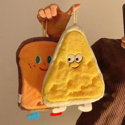 Set 4 Khăn Lau Tay Thấm Hút Tốt Hoạ Tiết Bánh Mỳ Phô Mai Cute- Chiếc Khăn Lau Tay Mềm Mịn Thấm Hút