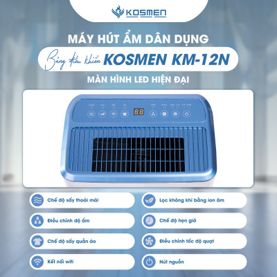 Máy Hút Ẩm Dân Dụng Kosmen KM-12N Công Suất 12 lít/ngày - Hàng Chính Hãng
